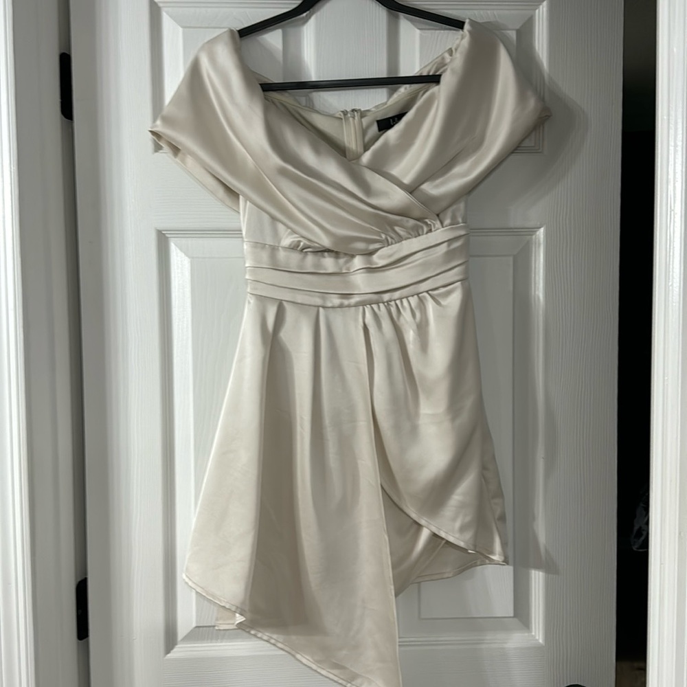 Silvery/cream satin cocktail dress